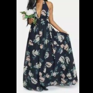 Show Me Your Mumu Floral Navy Halter Maxi Dress